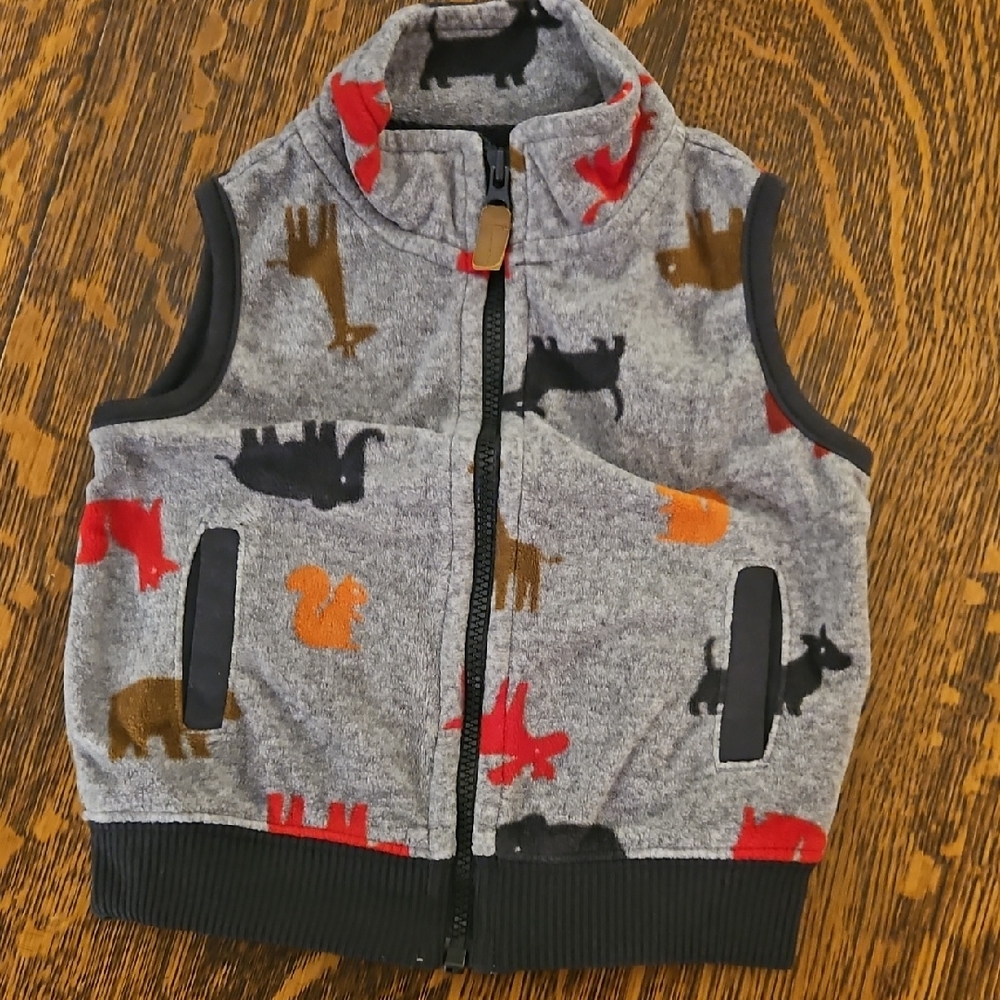 Carter's Gray Animal Pattern Fleece Vest